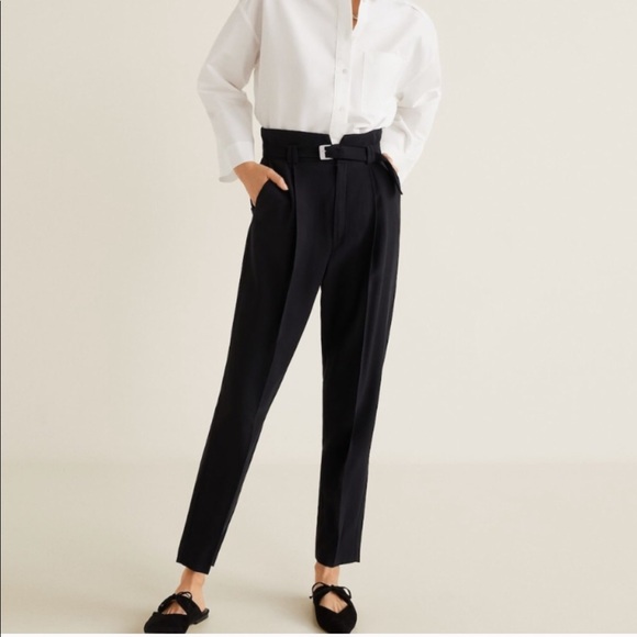 mango black trousers